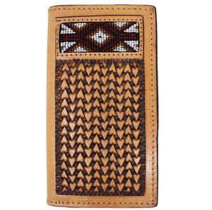 Elegant <b>Brown</b> Genuine Leather Bohemian Everyday <b>Wallet</b> Handcrafted Beaded Tooled Floral Design Zipper Closure Durable Western - Product Image 5