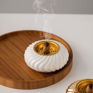 Ensemble de brûleurs d'encens en céramique incroyablement élégant, design coquille blanche et dorée, décoration aromathérapie, utilisation toute saison - Product Image 5