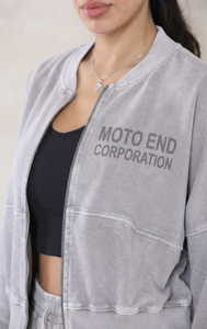 Ensemble de survêtement en polaire gris pour femme Moto End Corporation, manches longues, fermeture éclair, vêtements décontractés, toutes saisons, coupe ample - Product Image 6
