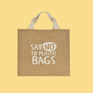 reusable grocery jute tote bag slogan print shopping carryall beach <b>handbag</b> storage organizer travel casual fabric eco - Product Image 4