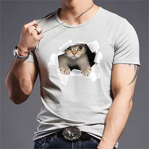 T-shirts personnalisés pour hommes, coupe classique, manches courtes, 100 % coton, col rond, logo imprimé sur le devant, écologiques, séchage rapide, vente en gros - Product Image 1