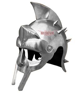 หมวกนักรบกลาดิเอเตอร์ทำมือ ชุบเงิน เหล็กกล้าอ่อน ชุดเกราะนักรบกรีกโรมัน หมวกอัศวินยุคกลาง ของสะสมสำหรับแต่งกาย - Product Image 1