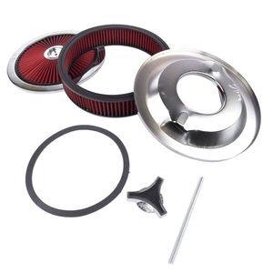 Filtre à air rond en aluminium rouge de 14 po x 3 po avec base chromée pour Chevrolet SBC/BBC Modèle D0100HAMJT7 - Product Image 5