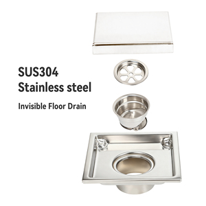 Drain de sol invisible en acier inoxydable 304 de 11x11 cm, durable, à insérer dans les carreaux, drain de douche carré, anti-odeur, résistant à la rouille pour la salle de bain - Product Image 4