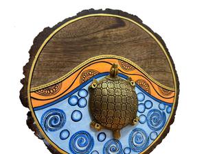 Sculpture de tortue en résine bleue océanique, statue de table faite à la main avec technique de moulage, figurine pour la décoration de la maison, Rajasthan - Product Image 2