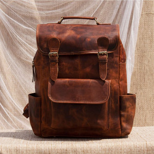 Sac à dos en cuir de qualité supérieure, prix de gros OEM, en vente. Sac à dos en cuir véritable de qualité premium, logo personnalisé. - Product Image 4