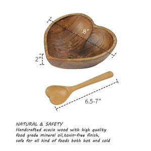 Tazón de Madera en Forma de Corazón con Cucharas, Decorativo y Rústico, para Servir Cereales, Sopa, Ensalada, Smoothies y Postres - Product Image 3