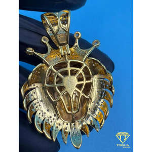 Pendentif Couronne Tête de Lion Sertie de Diamants en Argent Sterling 925 Finition Or Hip Hop Moissanite Diamant Charme Roi Lion - Product Image 6
