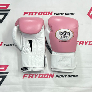 Guantes de Boxeo Rosa y Blanco de Cuero Genuino con Logo Grabado en la Muñeca, Ideales para Sparring y Combate - ¡Venta Caliente! - Product Image 1