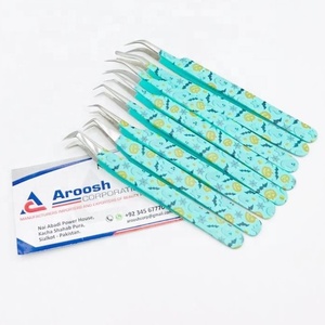 Ensemble de pinces à cils professionnelles de haute qualité avec logo personnalisé, revêtement papier, en acier inoxydable massif, pointe fine pour extensions de cils, PVC - Product Image 1