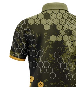 Polo à manches courtes pour homme Corex, couleur olive, imprimé nid d'abeille, polyester à séchage rapide, style décontracté et sportif - Product Image 6