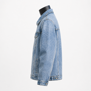 Veste en jean bleu clair délavé pour homme, style vintage, en coton, fabrication OEM, vente en gros - Product Image 5