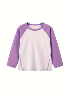 T-shirt à manches longues pour filles, col rond, couleur unie, jersey décontracté, respirant, 100% polyester, collection du Bangladesh - Product Image 5