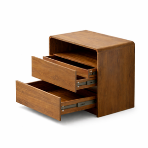 ELVROGEST SA Modern Nightstand <b>Walnut</b> 23.8 Inches With Hidden Drawers Storage Bedside <b>Table</b> Mid Century Design - Product Image 1