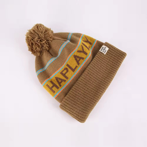 Factory Direct Beanie Hat Navy Blue with <b>Red</b> Stripe and Pom Pom Unisex Jacquard Knit Winter Cap Casual Style 56-58CM - Product Image 2
