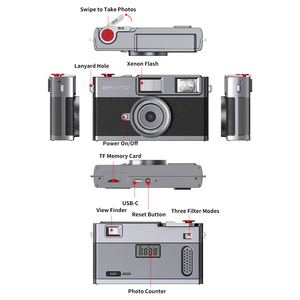 Nouvel appareil photo numérique CMOS 8MP à prix d'usine, 3 filtres, style classique vintage, point-and-shoot, avec EIS et mise au point fixe, idéal pour l'extérieur - Product Image 5