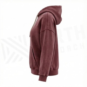 Sudadera con capucha personalizada de algodón puro, estilo streetwear, lavado ácido, efecto desgastado por el sol, antipilling, transpirable, para mujer. - Product Image 3