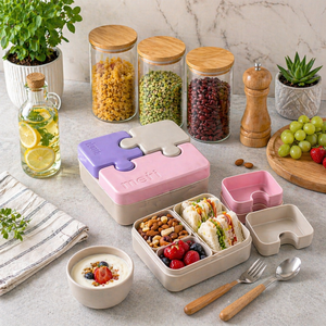 Multi-Compartment Kids Lunchbox | Silicone Kinder Lunch <b>Box</b> | Kitchen Storage Plastic <b>Container</b> for Home & Kitchen - Product Image 1