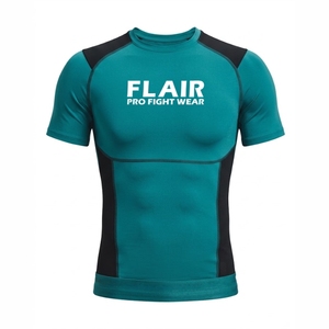 T-shirt de compression à manches courtes pour homme Flair, vert olive, col rond, tricoté en polyester, séchage rapide, coupe sportive - Product Image 2