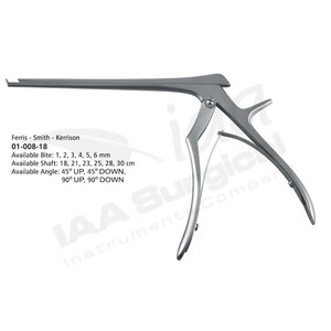 Pinza de Kerrison Ferris-Smith 01-008-18, Instrumento Quirúrgico para Cortar Huesos, Apertura de 1-6 mm, Eje de 18-30 cm, 45° ° /90 °   Certificado por la CE - Product Image 2