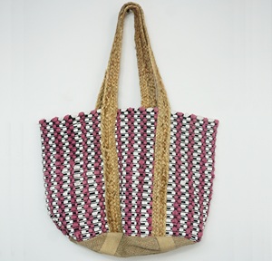 Sac fourre-tout bohème en jute tressé à motif géométrique, sac à bandoulière ouvert pour femme, sac de plage écologique d'été - Product Image 1
