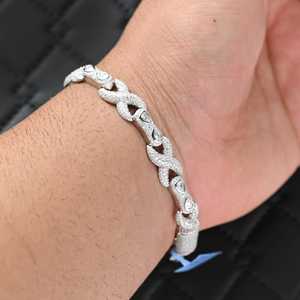 Dvars Diamond <b>Infinity</b> Moissanite Women's <b>Bracelet</b> Iced VVS D Color Solid Gold Plated 925 Sterling Silver Passes Diamond Tester - Product Image 3