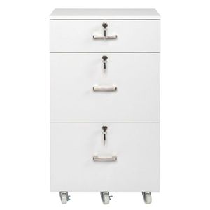 White Wood Grain Density Board 1 <b>Small</b> <b>Drawer</b> & 2 Large <b>Drawers</b> Wooden Legal Letter Filing Cabinet - Product Image 3