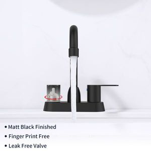 Rubinetto per Lavabo RV Nero Opaco a 2 Maniglie, Miscelatore per Lavabo a 3 Fori per Bagno - Product Image 2