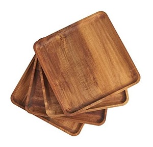 Plateau de service rond en bois rustique, plat à nourriture artisanal en bois d'acacia, vaisselle pour la décoration de la table à manger à la maison - Product Image 5