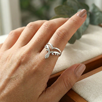 Bague longue en argent sterling double chevron en V pour femme, bijoux fins, design feuille naturelle, bague ouverte, vente en gros, bijoux personnalisés OEM