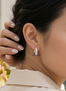 Pendientes de Aro de Lujo para Mujer, Plata de Ley 925, Chapados en Oro Rosa, con Moissanita de Corte Brillante y Perla de Agua Dulce, para Boda - Product Image 5