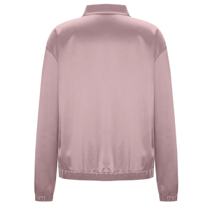 Chaqueta bomber acolchada de satén transpirable y ecológica para mujer, color rosa claro, manga larga, con cremallera, a prueba de viento. - Product Image 2