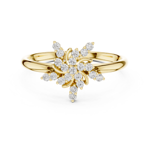 Hermoso Anillo de Oro Sólido de 14k para Mujer con Diamante de Corte Redondo Minimalista Inspirado en una Explosión de Supernova, Ideal para Regalo, Compromiso o Aniversario - Product Image 1