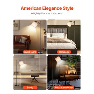 Lampadaire moderne avec télécommande, intensité réglable et température de couleur ajustable, interrupteur au pied inclus - Product Image 5
