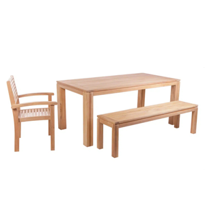 Luxury Modern Reclaimed Teak <b>Wood</b> Rectangle Waterproof Durable Expandable <b>Extendable</b> Outdoor <b>Dining</b> <b>Table</b> 180x90cm Eco-Friendly - Product Image 4