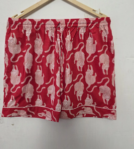 Ensemble de pyjama en coton tissé à imprimé léopard rouge élégant, vêtements de nuit légers pour l'été, respirants, de haute qualité, ensemble deux pièces - Product Image 5