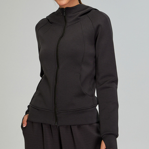 Fashion Running Fitness Sports Tops Slim Casual Long Sleeve Hoodie Sweater Full <b>Zip</b> <b>Hooded</b> Sweatshirt Yoga Jacket for Women - Product Image 2