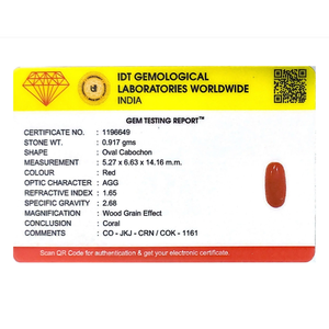 Natural Red Coral Oval Cabochon 4.59 Carat Loose Gemstone 7mm Certified Wholesale - Product Image 4