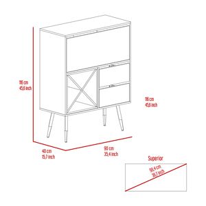 Mobile Bar Nero Wengue per 4 Bottiglie con 2 Cassetti, Colore Mogano - Product Image 6