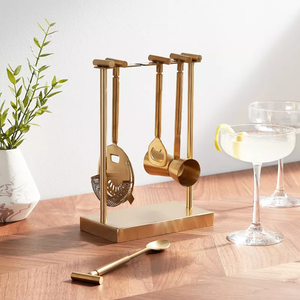 Juego de Barman con Base Redonda de Mármol Blanco, Vajilla Impresionante con Acabado Dorado, Juego de Utensilios de Bar al Mejor Precio - Product Image 6