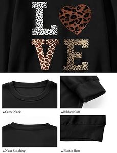เสื้อสเวตเตอร์ผ้าฝ้ายฟลีซเนื้อหนานุ่มพิมพ์ลายเสือดาวพร้อมตัวอักษรด้านหน้าสำหรับผู้หญิง สไตล์ลำลองใส่สบายช่วงฤดูใบไม้ร่วง - Product Image 4