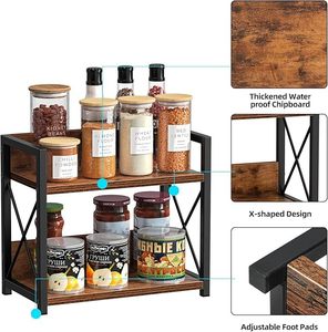 3 Tier Expandable Modern Wooden <b>Standing</b> Spice Rack Organizer Storage <b>Shelf</b> for Kitchen Cabinet Countertop - Product Image 3