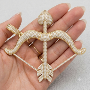 SHRAMAN DIAMOND Colgante de Plata 925 con Piedra Natural, Estilo Hip Hop, Flecha de Cupido Personalizada con Baño de Oro Blanco y Rosa, Regalo Moderno - Product Image 4