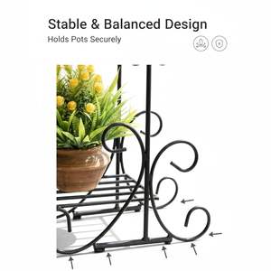 Support de plantes en métal d'extérieur MetalTouch à 2 niveaux, support de pot de fleurs en fer antirouille, élégant petit support de jardinière pour balcon en gros - Product Image 3
