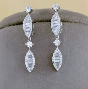 Parure de bijoux classique en alliage plaqué rhodium avec collier et boucles d'oreilles en cristal taille marquise pour femme, idéale pour mariage - Product Image 2