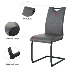 Sedia da Pranzo Moderna in Metallo Nero con Rivestimento in PU Antracite, Adatta per Cucina, Soggiorno e Camera da Letto, Design Moderno - Product Image 4