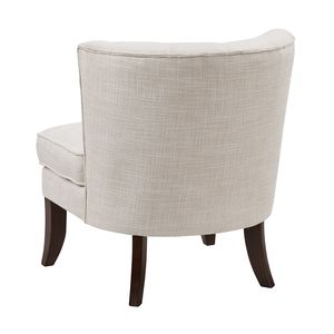 Poltrona Moderna Beige con Rivestimento Imbottito e Design Trapuntato a Bottoni, Gambe in Legno Massello, Arredamento Classico per Soggiorno, 1 Pezzo - Product Image 6