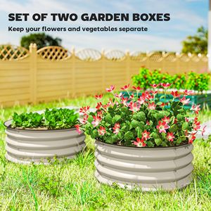 Set di 2 Fioriere Verticali da Giardino da 2L, Facili da Montare, in Metallo, con Bordo di Sicurezza, Colore Crema, per Orto Rialzato - Product Image 4