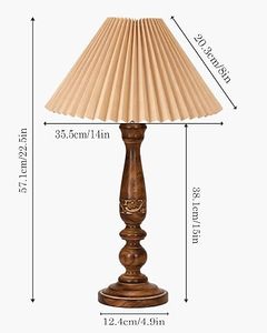 Lámpara de Pie de Madera Rústica Hecha a Mano con Pantalla de Tela Plegada y Acabado de Grano Natural para Dormitorio, Hogar u Hotel - Product Image 2