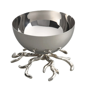 Bol rond en argent design de haute qualité pour cuisine à domicile cuisine commerciale ou Occasions décor de table en métal - Product Image 1